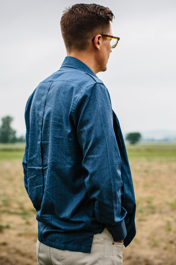 Marol's denim safari shirt can be worn as a lightweight jacket. Photo by Jamie Ferguson.