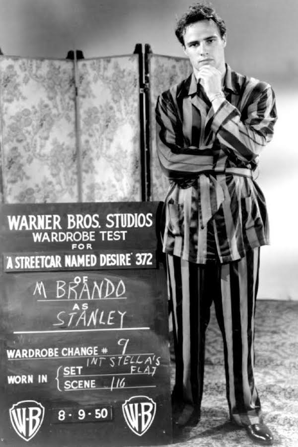 Marlon Brando on set for A Streetcar Named Desire, 1951.