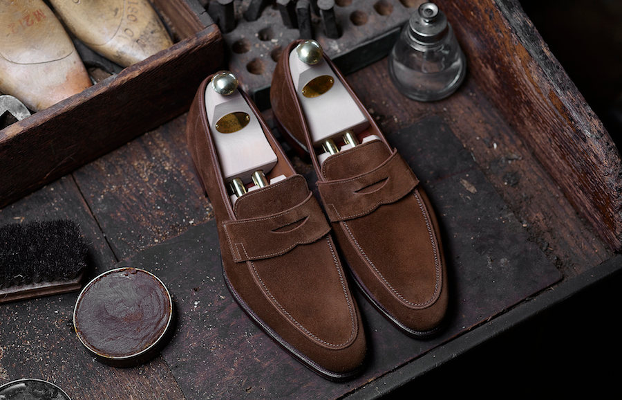 Crockett’s SS17 Cadogan penny loafer in tobacco calf leather.