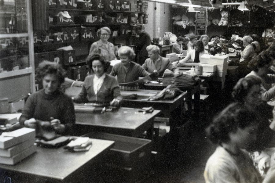 Workers in Pantherella's factory, formerly known as Midland Hosiery Mills Ltd.