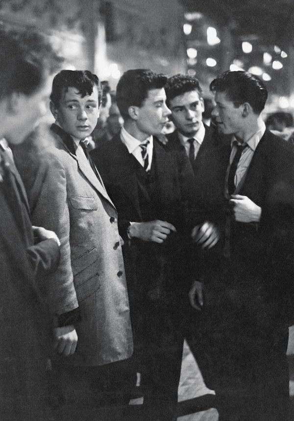 A group of teddy boys enjoy an evening out at the Mecca Dance Hall in Tottenham, London, 1954. Photo by Picture Post /Hulton Archive/Getty Images.