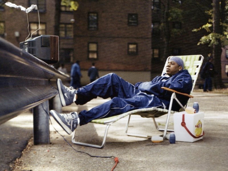 Jay-Z wearing Nike Air Force 1 trainers in the Marcy Project's area of Brooklyn, New York, circa 1992.