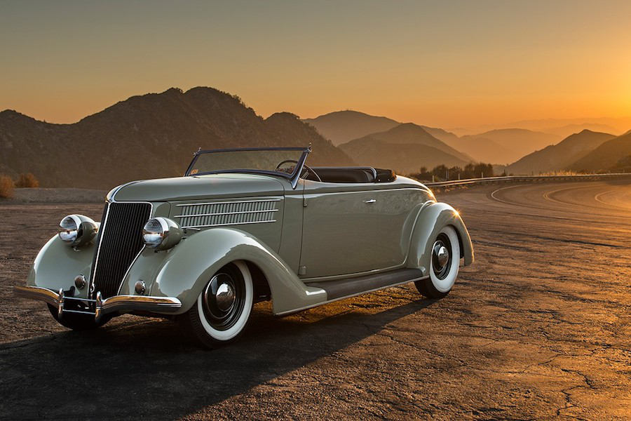 It's powered by a V12 Lincoln flathead engine and features throw-back white-walled tires.