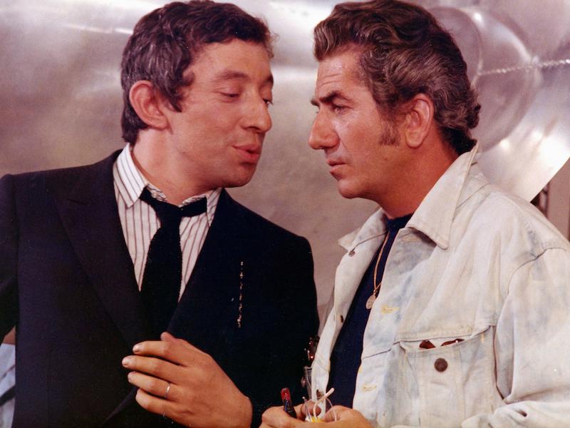Serge Gainsbourg with fellow actor Daniel Gelin in the film Slogan, 1969. Photo by United Archives GmbH/Alamy Stock Photo.