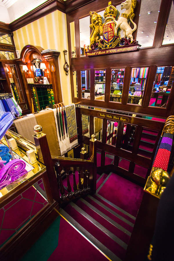 Plush carpets and wood-panelled walls make up Turnbull & Asser's Jermyn Street store.