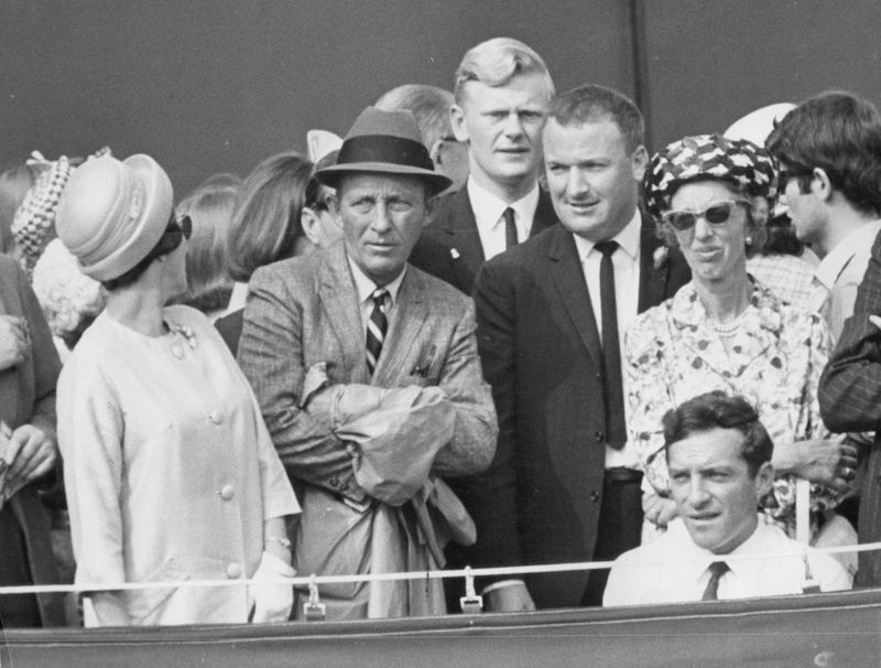 Bing Crosby stands in the crowds as a spectator at Wimbledon, 1977. Photo by Ronald Fortune/ANL/REX/Shutterstock.