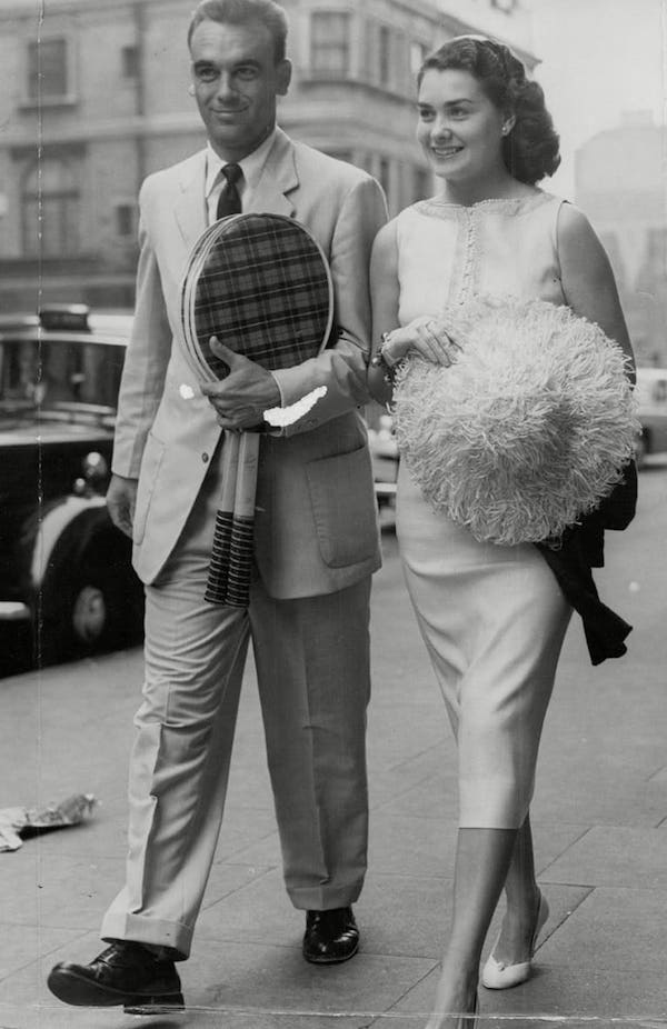 Vic Seixas and his wife Dolly at the tennis, 1956.