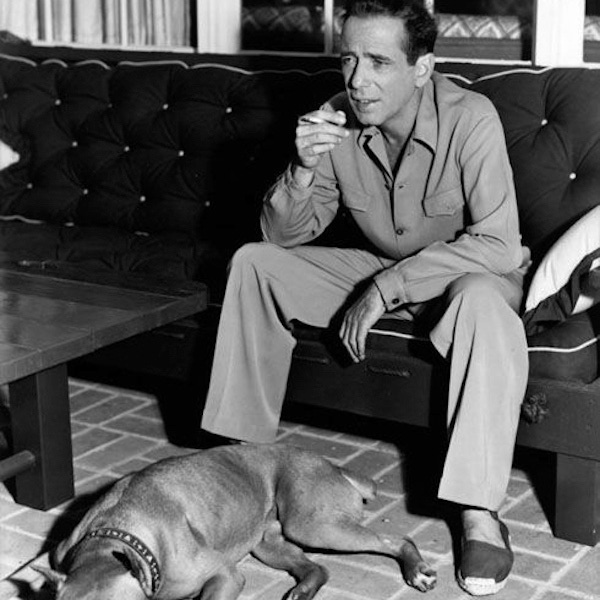 Humphrey Bogart combining a field shirt with espadrilles, circa 1940s.