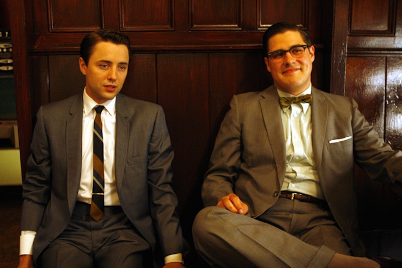 Pete Campbell’s perfectly executed parting and sober suits echoes Don Draper’s style, while “chronically uncool” Harry Crane’s clip-on bow tie is a lesson in what not to wear.