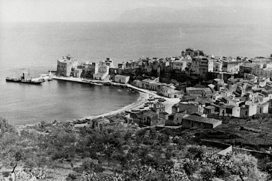 Castellammare del Golfo, a town and commune in the Trapani Province of Sicily. The name roughly translates as 'sea- fortress of the gulf', deriving from the medieval fortress in the harbour.