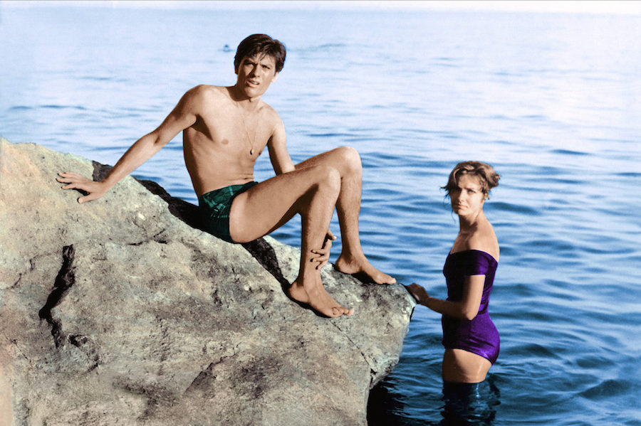 Alain Delon and Marie Laforêt filming Plein Soleil in 1960.