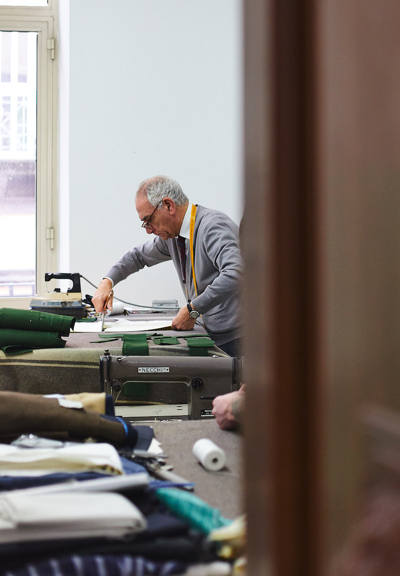 Antonio Ambrosi working on the exclusive trousers for The Rake. Photo by James Munro.