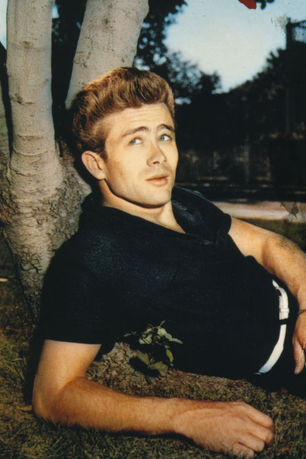 Wearing a textured polo shirt, circa 1955.