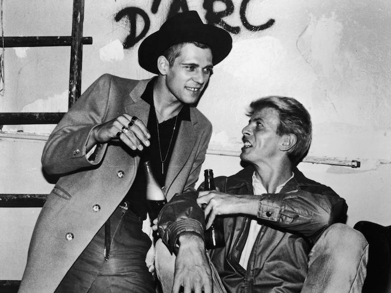 Hanging out with David Bowie at the Shea Stadium, New York City, circa 1982. Photo by Hulton Archive/Getty Images.