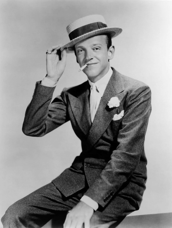 King of the DB, Fred Astaire wears a low-buttoning jacket with heavily padded shoulders, giving the appearance of a more muscular physique.