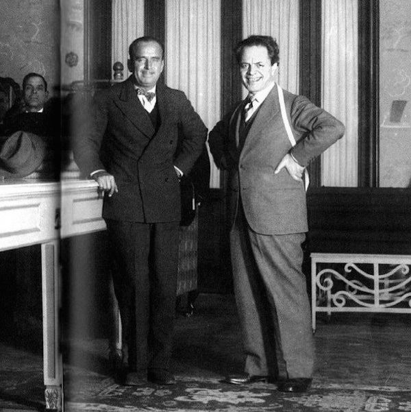 Douglas Fairbanks Sr with Domenico Caraceni, the originator of the transformable double-breasted jacket.