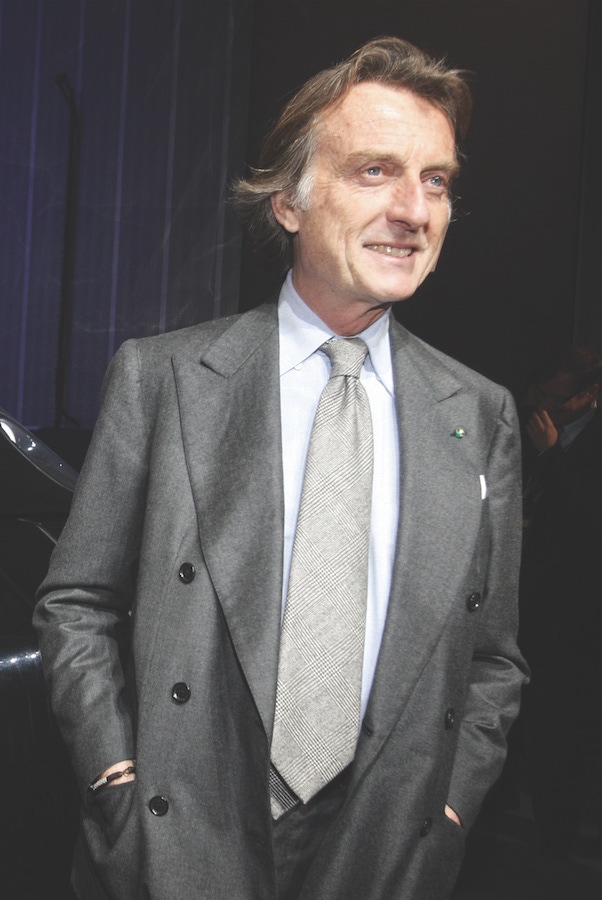 Luca di Montezemolo wears his 6x2 transformable DB completely unbuttoned, in a similar fashion to how his fore-bearerer, Gianni Agnelli, would.