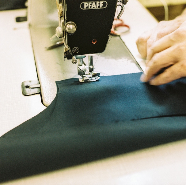 Waterpoof cotton being made into a Baracuta jacket.