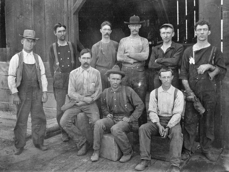 Miners wearing ‘denim overalls’ in western American, circa 1900s.