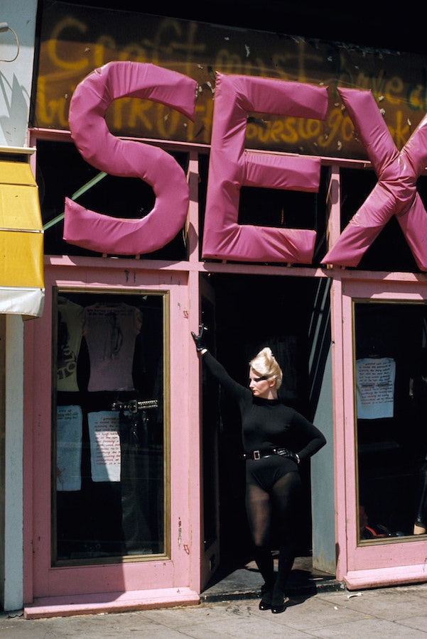 Vivienne Westwood's Shop 'Sex', London in 1976. Pictured is Sex's enigmatic front-woman, Jordan, who was a walking advertisement for the shop. Photo by Sheila Rock/REX/Shutterstock.