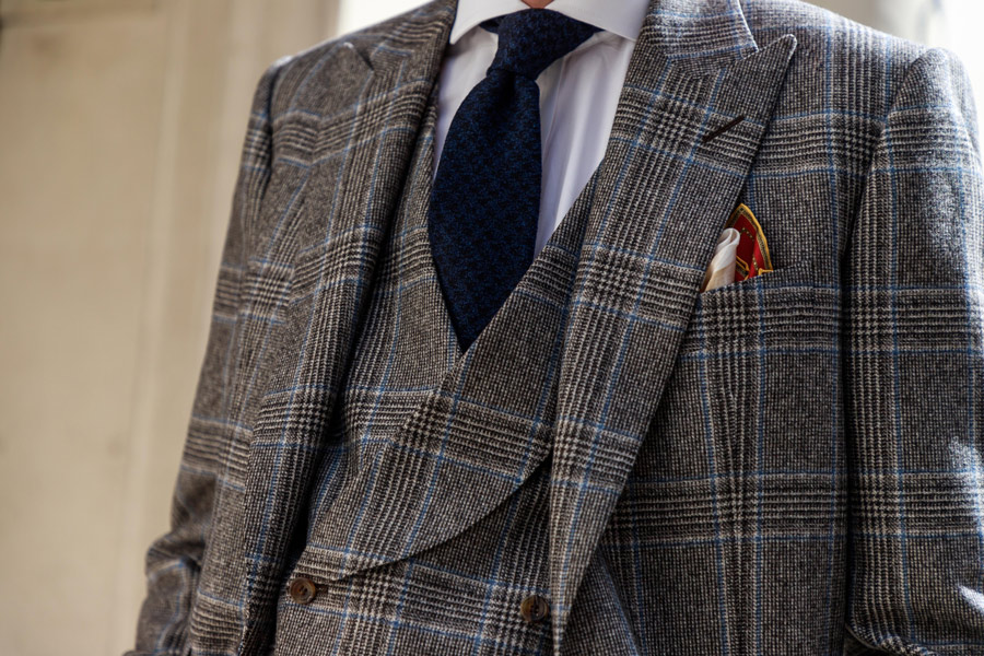 Chester Barrie's glen check suit is made with warm autumnal colours with a hint of teal.