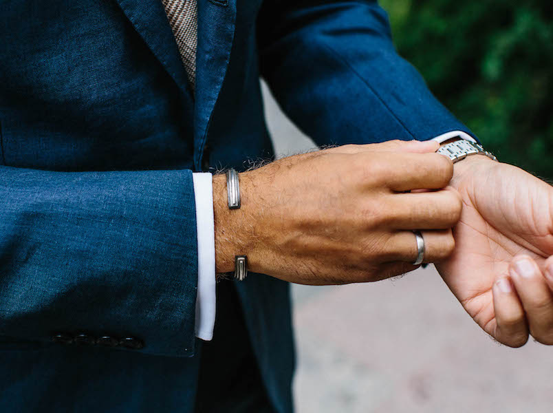 In line with Andreas’ clean-cut aesthetic, he keeps jewellery to a minimum with a simple silver bangle. “This is a gift from my friend Jacob, who is the co-founder of the Swedish brand All Blues. I’ve been wearing it pretty much every day for a few years now and, aside from watches, it’s the only jewellery I wear.”