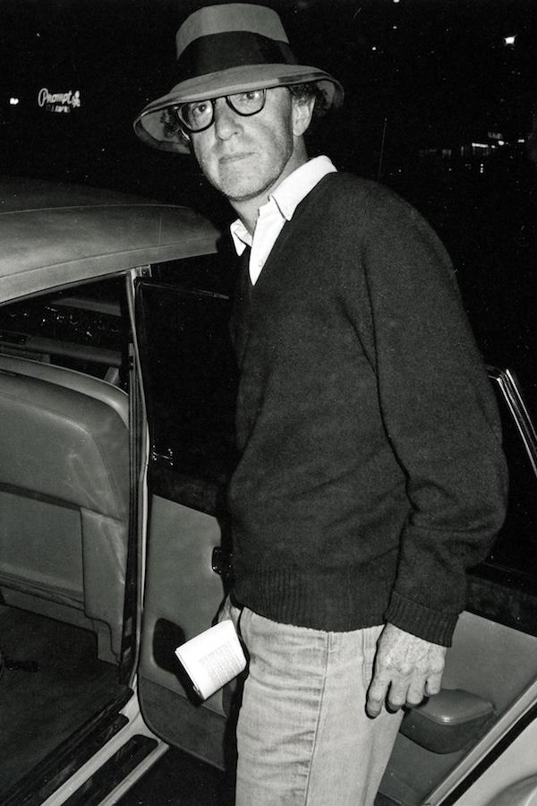 Woody Allen pictured leaving Elaine's, circa 1982. Photo by MediaPunch Inc/Alamy.