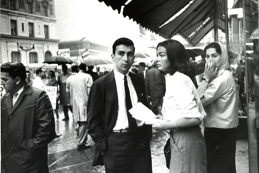 With the Miss America of 1951, Yolande “Bebe” Fox, at a Civil Rights protest, circa 1955.