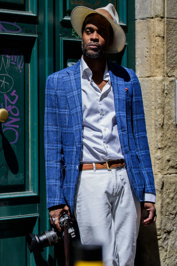 In Florence wearing the Hadleigh's x VBC blazer. Photograph by Massimiliano Cervone.