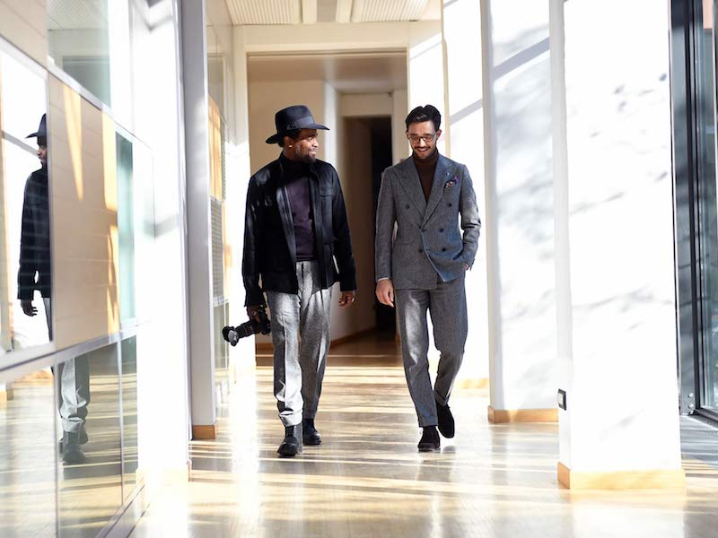 With Simone Ubertino Rosso, Communication Manager for Vitale Barberis Canonico at their factory in Biella, Italy. Photo by Jason Jean.