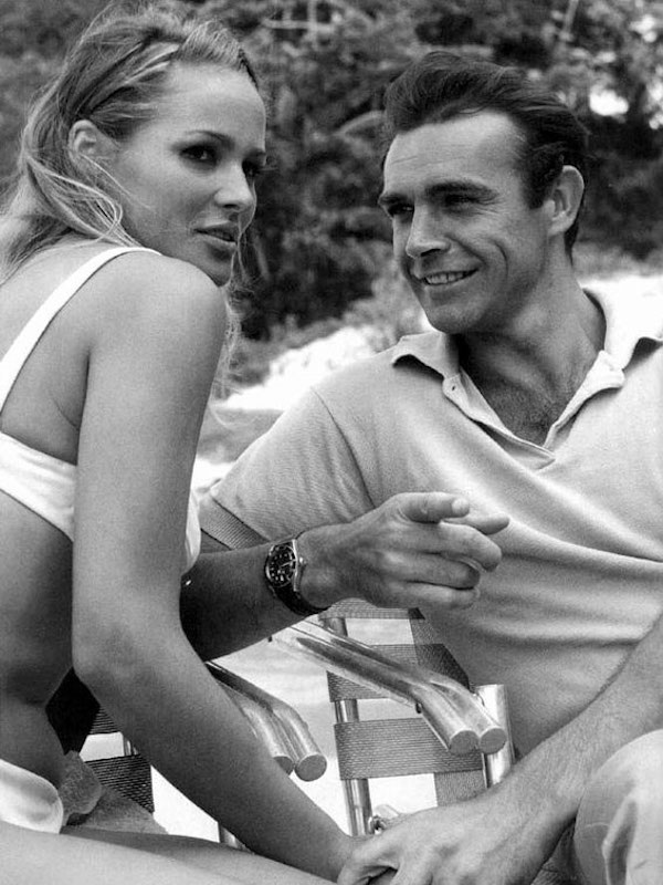 Sean Connery wears a Rolex Submariner reference 6538 in Dr. No, 1962.