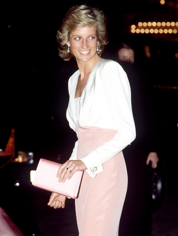 The princess in what would become one of her most famous dresses by Catherine Walker, worn here at The Coliseum attending the ballet 'Swan Lake’, 1989. Walker dressed Diana on a number of occasions.