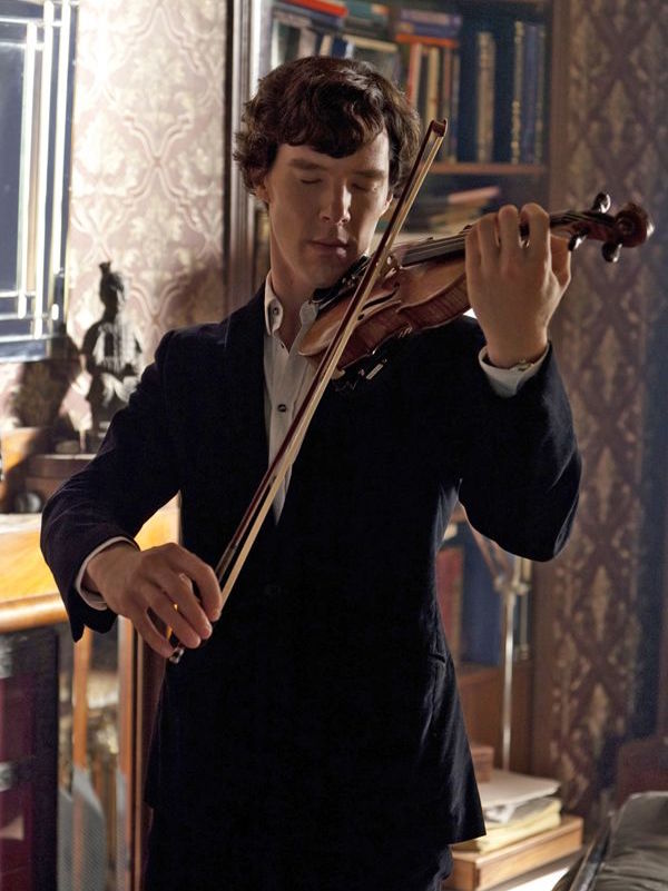 Benedict Cumberbatch in the second series of BBC's Sherlock, playing the violin. Violinist Eos Chater was hired to coach him throughout.