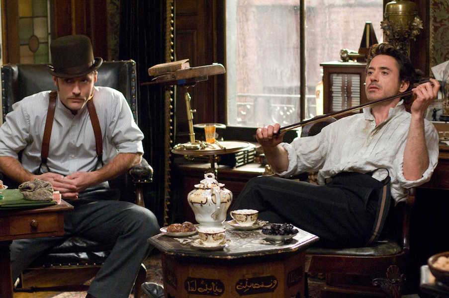 Dr. Watson and Holmes at the detective's Baker Street flat in the 2009 film.