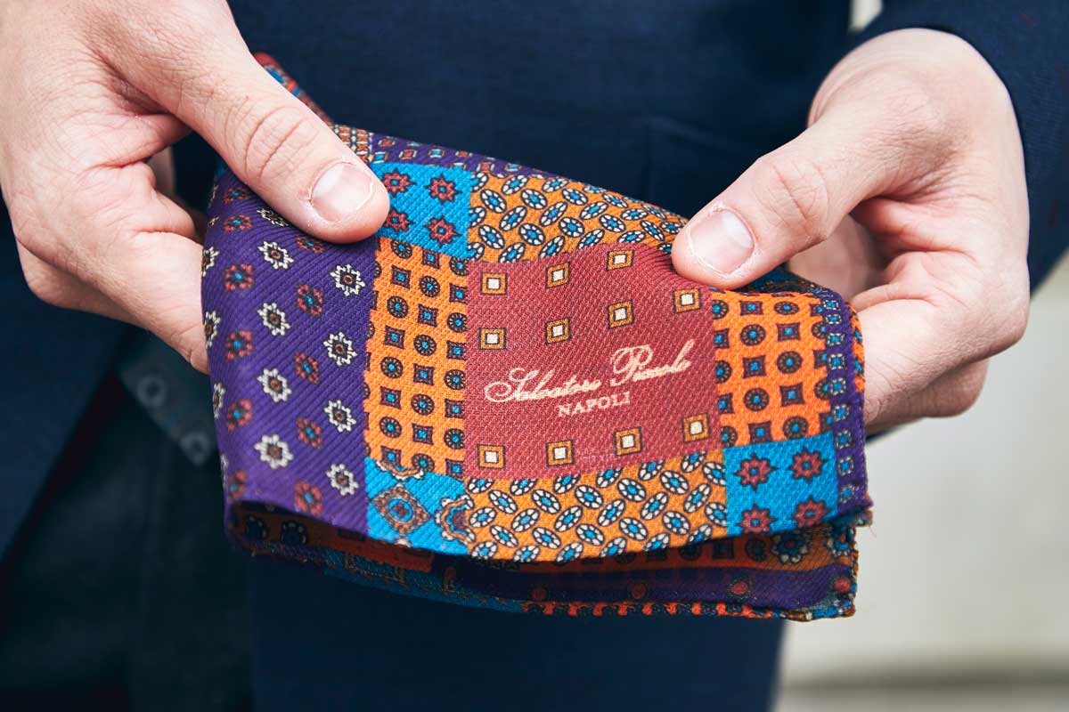 Salvatore Piccolo also creates vibrant pocket squares. Photograph by James Munro.