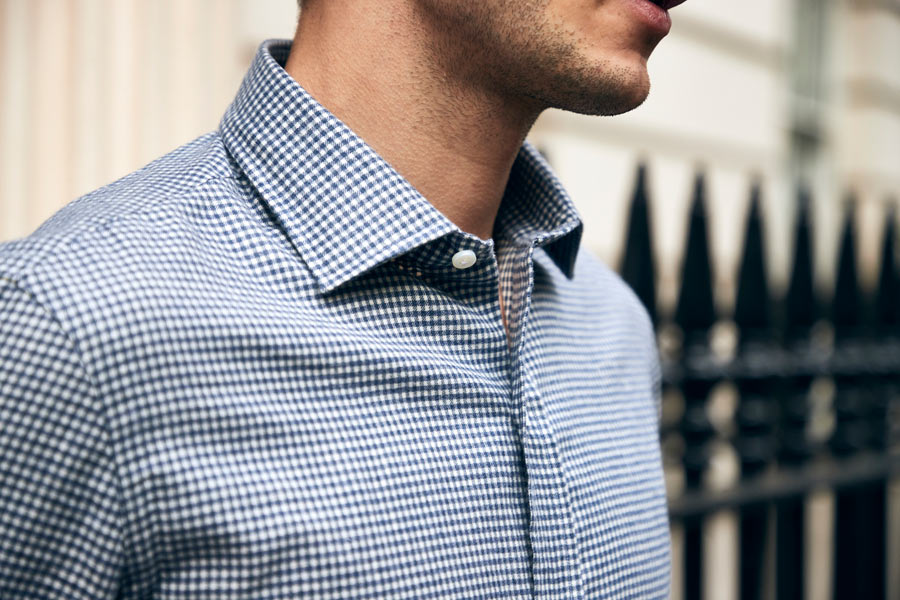 Salvatore Piccolo's blue and white check shirt. Photograph by James Munro.