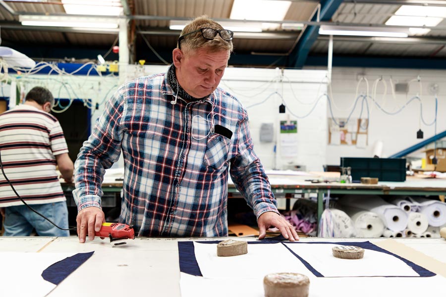 Inside Turnbull & Asser's Gloucester factory.