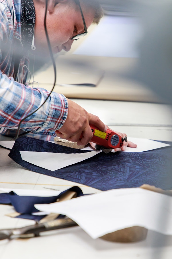 Cutting the patterns for Turnbull & Asser's shirts.