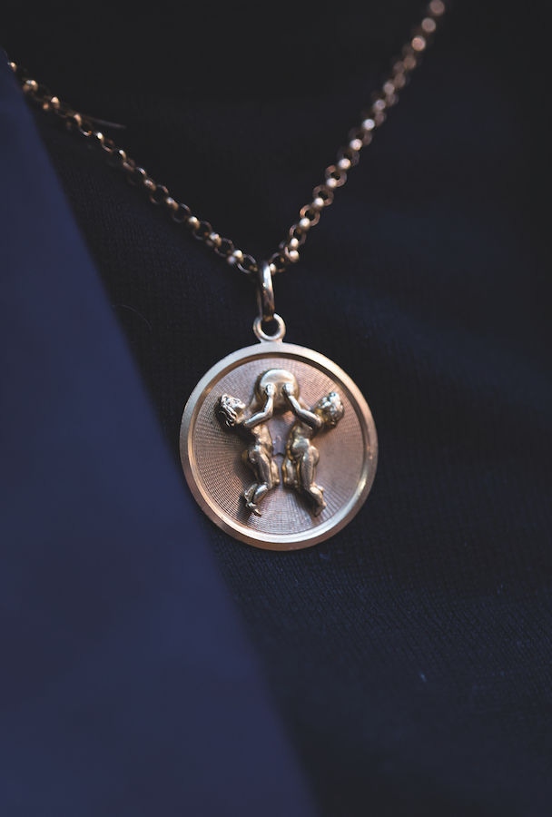 The necklace reflects a superstitious side to Daisy, as the delicate medallion depicts the zodiac sign of Gemini. “So many people I love are Gemini. I’m secretly obsessed with astrology.”  