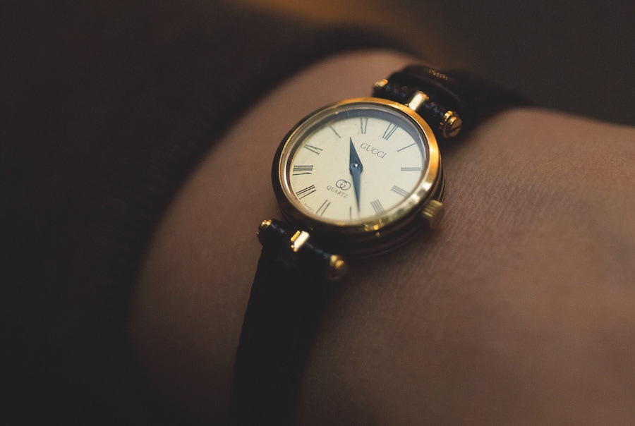 Daisy describes her vintage Gucci watch with a narrow leather strap as “elegant and poised”, just like her grandmother, from whom she inherited it.