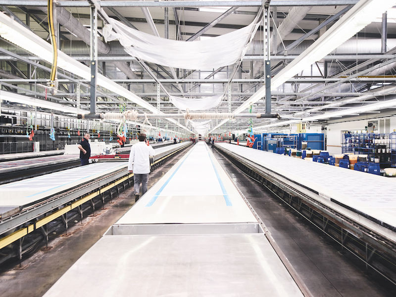 The 100m printing tables at printing workshop Ateliers A.S. Photograph by Kim Lang.