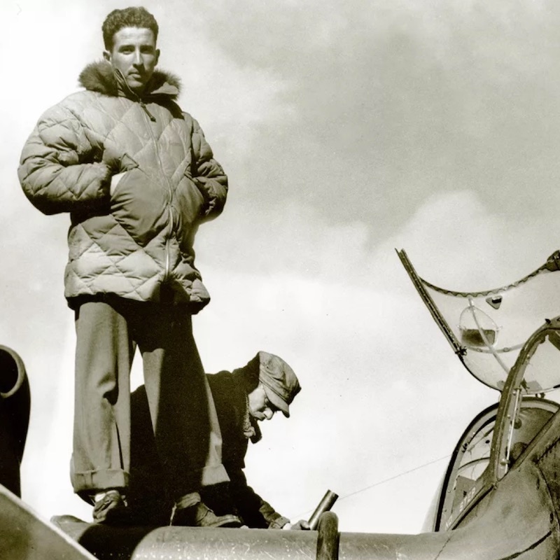 An early padded flight jacket by Eddie Bauer, circa 1940s.