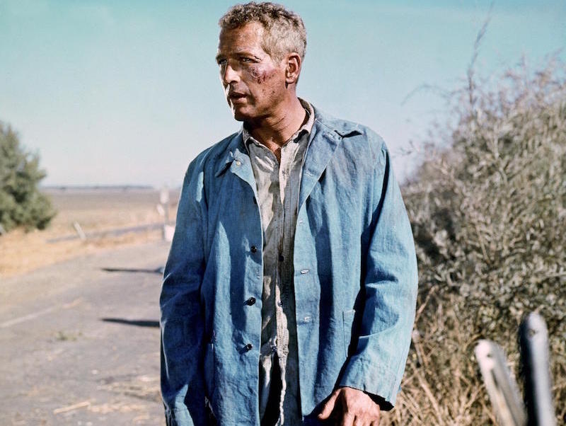 Paul Newman wears a French worker's jacket in Cool Hand Luke, 1967.