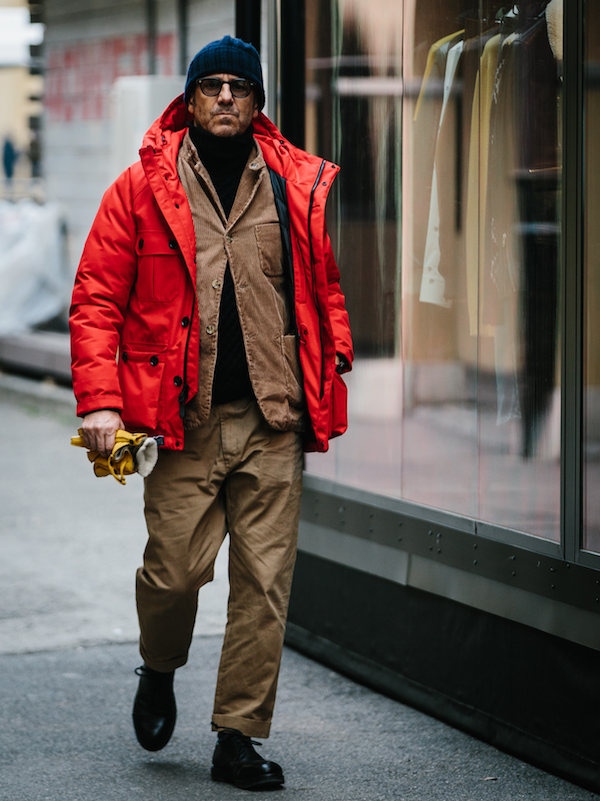 Having gone from an essential item for explorers and adventurers, you only have to be braving the cold in Florence (like this gentleman) to pull off a puffer now. Photo by Jamie Ferguson.