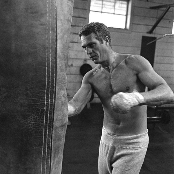 Steve McQueen - one of the few men able to get away with a topless workout - was known for boxing to stay in shape.