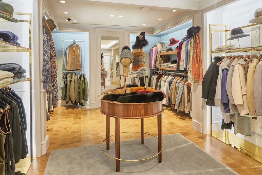 The clothing section of William & Son, featuring cashmere knitwear, tweed outerwear and accessories.