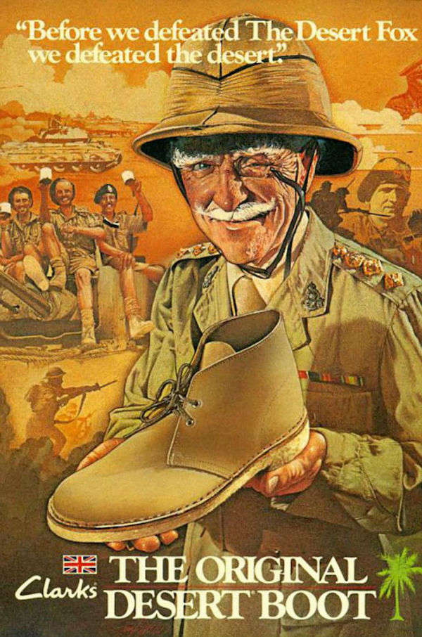 An early advertisement by Clarks shoes.