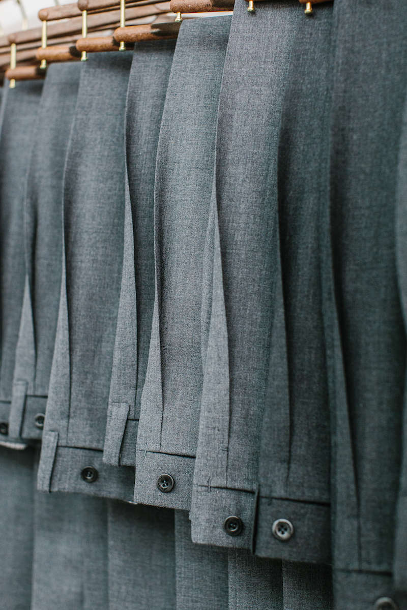 Salvatore Ambrosi's reverse pleated trousers also demonstrate exceptional levels of craft and handwork and here you can see the elegant and sharp architectural lines that they create. Photo by Jamie Ferguson.