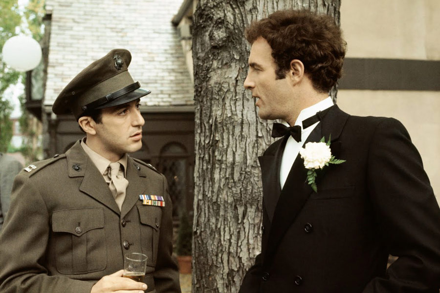 Captain Corleone attending his sister's wedding in full military dress regalia.