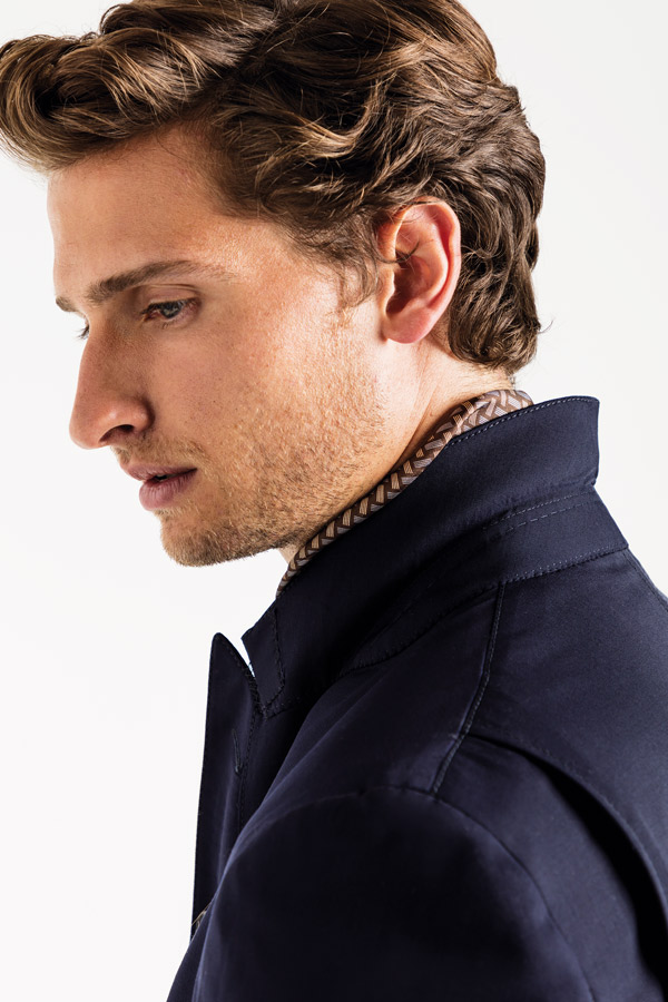 Navy Houdini wool travel jacket, Caruso for The Rake. Photograph by James Munro.